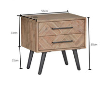 ZACHARY Herringbone Bedside Table Modern Solid Wood