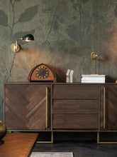 DELANEY Herringbone Solid Wood American Ash Acacia Sideboard Buffet Cabinet