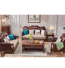 BOSTON HILTON American Solid Wood Sofa 1+2+3 Armrest Leather Cloth Seat