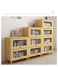 Brielle Glass Display Cabinet Bookcase Solid Wood ( Natural Color )