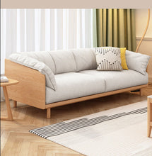 ELLIE Scandinavian Sofa Japanese Nordic Style Full Wood Frame 90 to 260 cm   ( 1, 2 3 Seater, Choice of 6 Size, 5 Color )