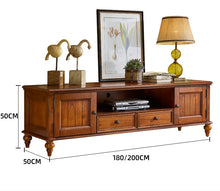 Calvin Glass Display 2 Drawers , TV Console, Coffee Table, America Classic Style Living room Solid Wood