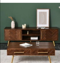 LILAH Herringbone TV Console Solid Wood American Ash Cabinet